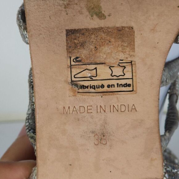 Free People Women's Juliette US7,5 EU38 Silver Metallic Lace Gladiator Sandals - Picture 14 of 14